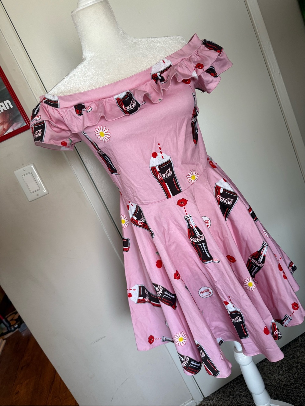 Loungefly Coca Cola x Stitch Shoppe Pink Red Cherry Dress Pin Up small